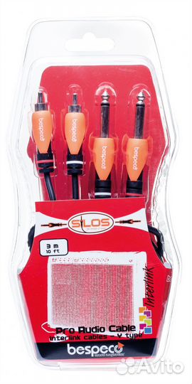 Кабель межблочный 2Jack-2RCA Bespeco SLY2JR300 3 m