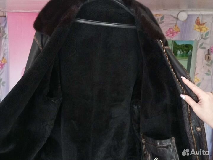 Дубленка натуральная мужская 52 54 с норкой