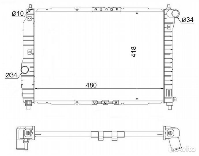 Шевроле Авео Т200 радиатор охлаждения 04-07г 1,2л
