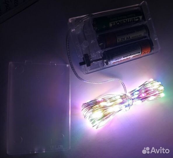 Гирлянда нить на батарейках 10м 100LED