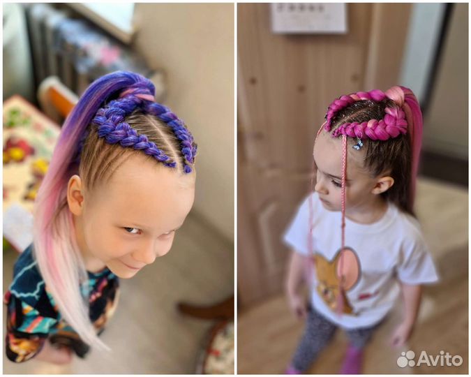 Косы с канекалоном, брейды в хвост, афрокосы