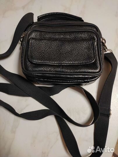 Сумка натуральная кожа мужская 16*14 см