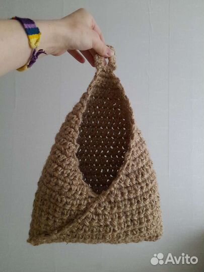 Подвесной мешок из джута, ручная работа