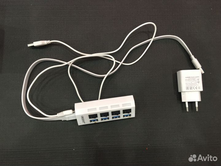 USB хаб с питанием, 4-х портовый с выключателями