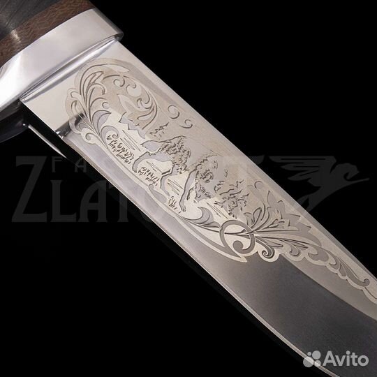 Нож для охотника с гравировкой Волк