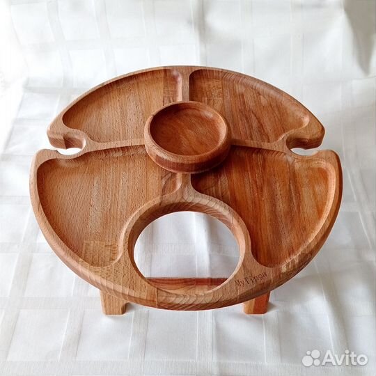 Винный столик деревянный с менажницей My Tinga