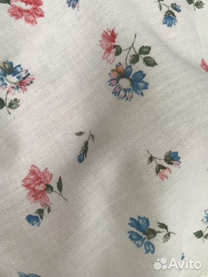 Хлопок винтажный, белый с цветами, ткань СССР