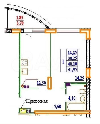 1-к. квартира, 41,8 м², 7/11 эт.