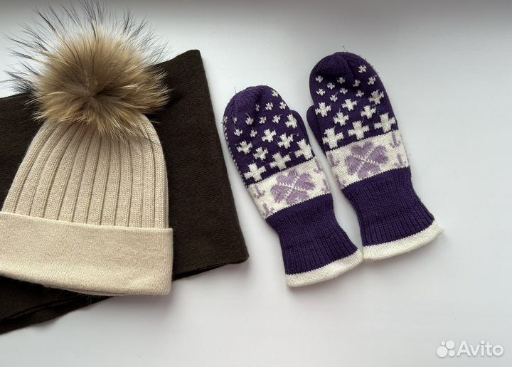 Шапка шарф и варежки