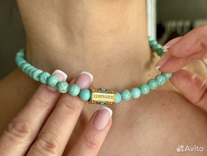 Колье из натуральной бирюзы