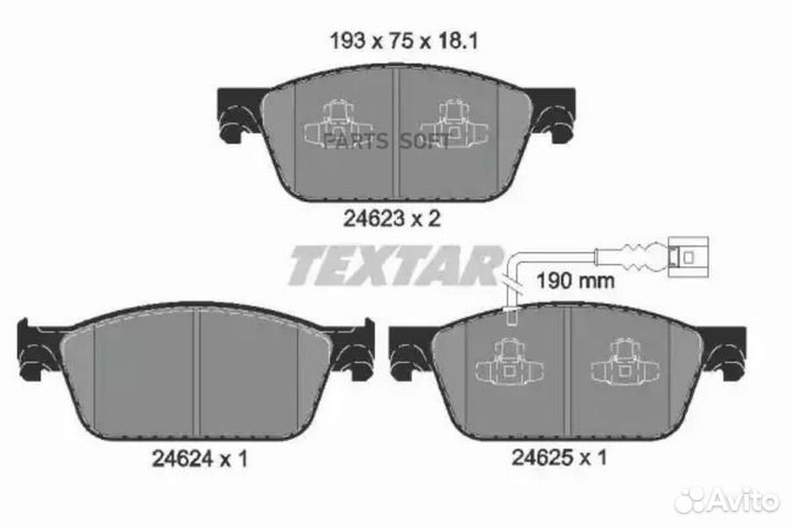 Textar 2462301 Колодки передние с противошумной пластиной Q+ VW T5/Multivan 03/Type ATE /WK+ textar