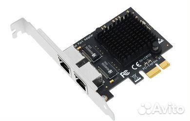 Сетевая карта Realtek RTL8125BG, 2.5Gb, 2x RJ-45