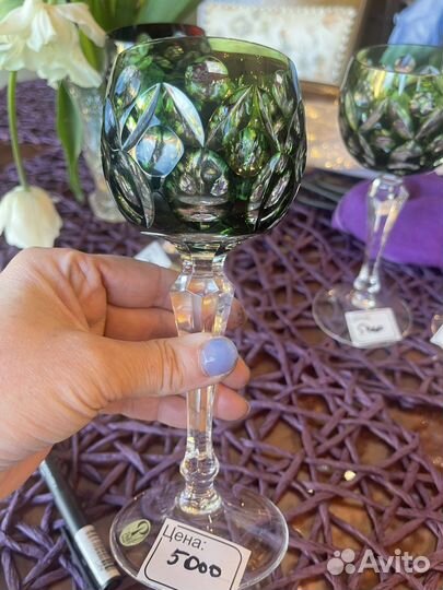 Фужеры цветной накладной хрусталь