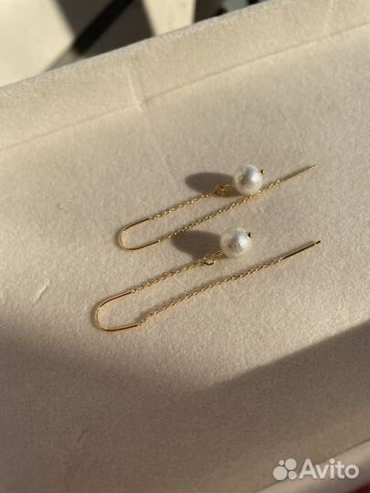 Серьги протяжки с жемчугом