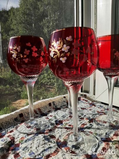 Фужеры цветное богемское стекло. Бронь для Елены