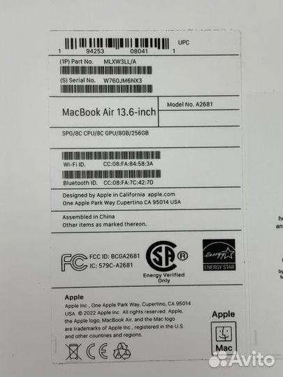 Apple MacBook Air 13 2022 M2 8/256 GB