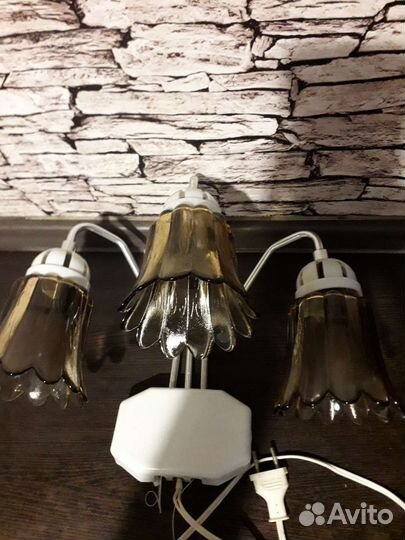 Люстра ротанг и бра винтаж