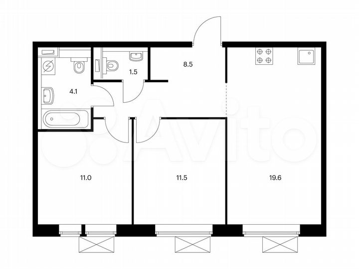 2-к. квартира, 56,2 м², 7/17 эт.
