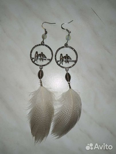 Серьги с перьями
