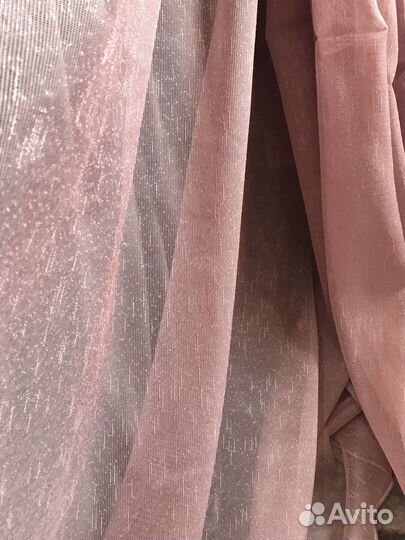 Готовый тюль лён дождик пудровый 3/4/5м