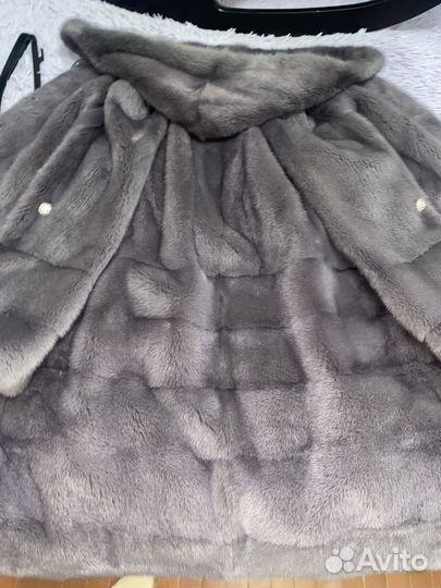 Шуба норковая с капюшоном