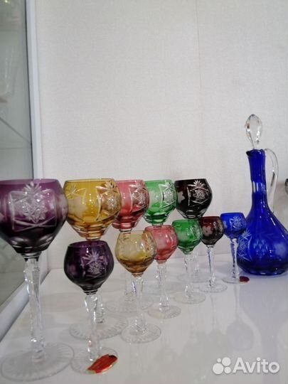 Фужеры цветной хрусталь. De Lorrain. Франция