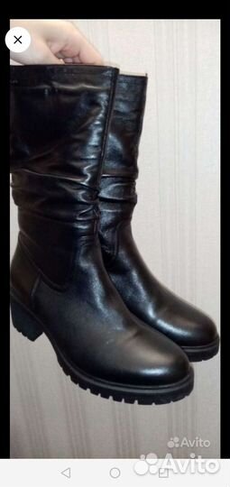 Кожаные зимние сапоги