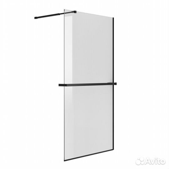 Перегородка д/душа нг-670-80блэк 80х195 прозрач