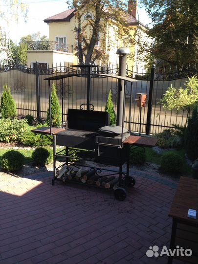 Мангал с печью под казан и крышей