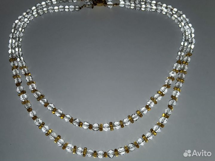 Бусы колье хрусталь 2 нити