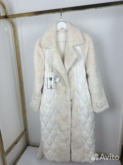 Пуховик пальто женский с эко мехом под норку новый