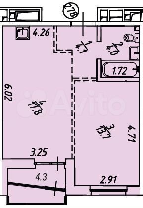 1-к. квартира, 43,9 м², 17/18 эт.