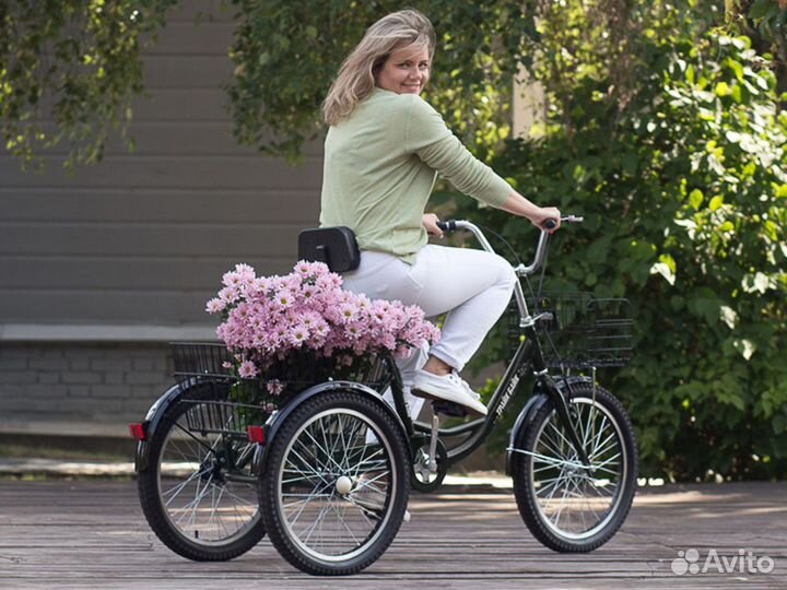 Стальной 3-хколесный велосипед со спинкой