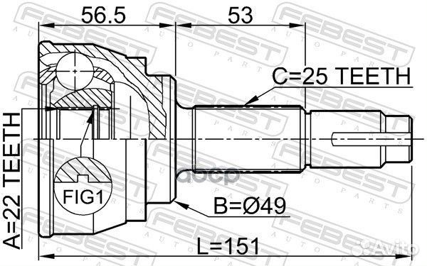 ШРУС наружный 22x49x25 (nissan micra march K12