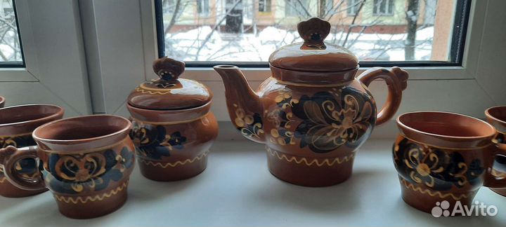 Сервиз керамический (глиняный) чайный. Новый