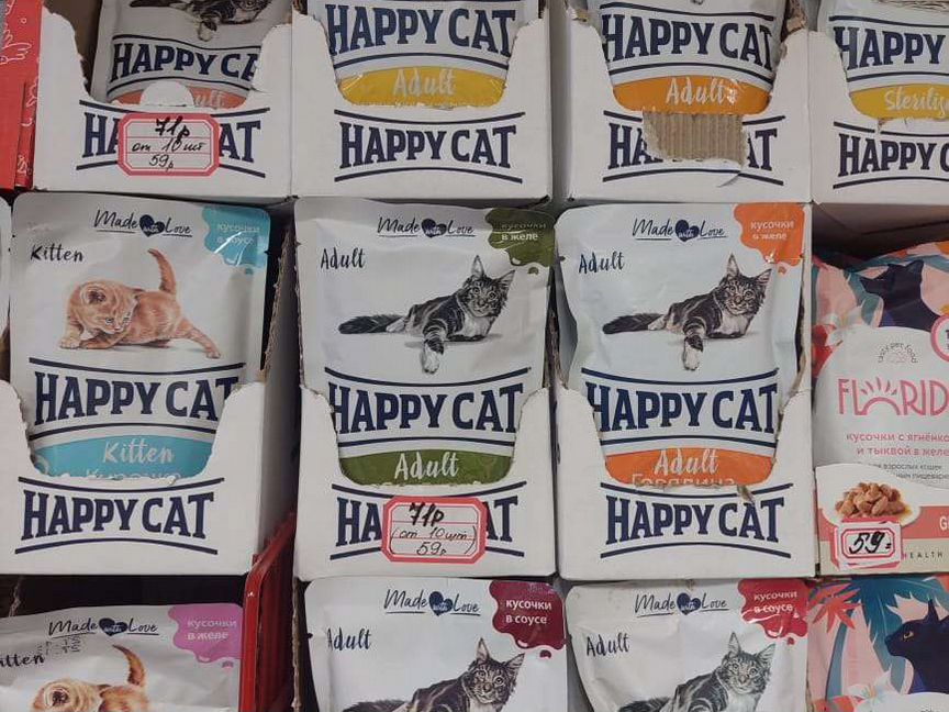 Влажный корм для кошек Happy cat в ассортименте