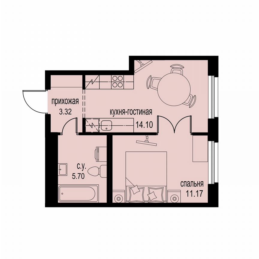 1-к. квартира, 34,3 м², 2/12 эт.