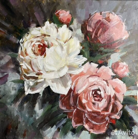 Картина маслом Пионы