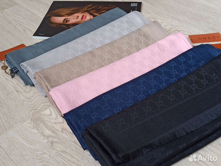 Палантин серый Кашемир Gucci 8 цветов