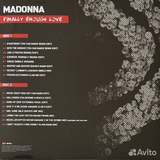 Madonna – Finally Enough Love 2LP (Европа 2022г.)