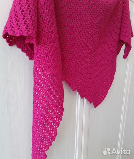 Шарф бактус вязаный хлопок ручная работа