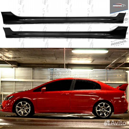 Накладки на пороги Mugen RR для honda civic 4D