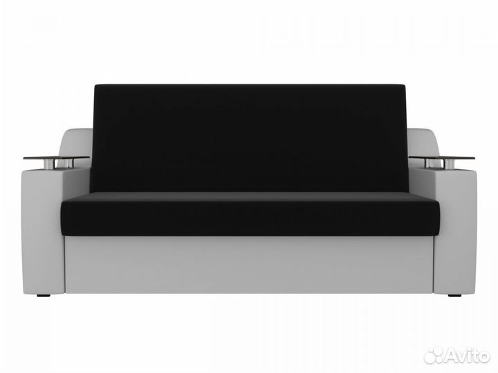 Диван прямой аккордеон Сенатор 140, микровельвет, черный, белый