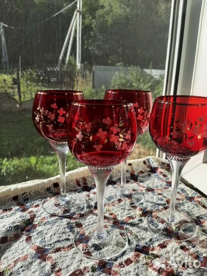 Фужеры цветное богемское стекло. Бронь для Елены