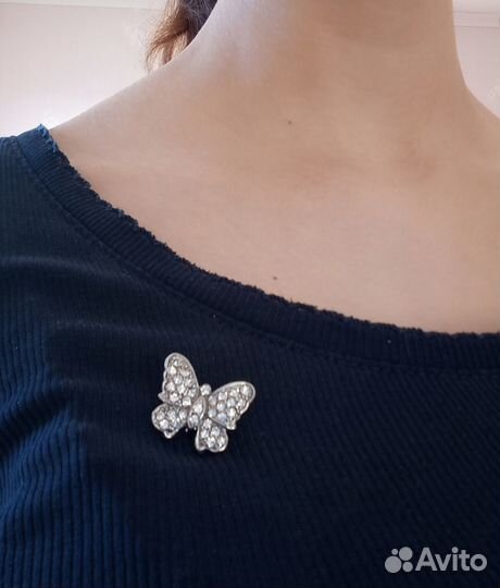 Бусы ожерелье и броши бабочка и кот (котенок)