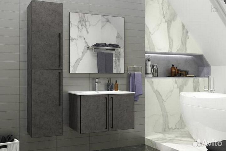 Тумба для ванной с раковиной подвесная Rock