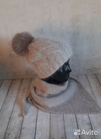 Шапка и бактус из пуха норки