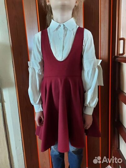 Школьная форма сарафан бордо