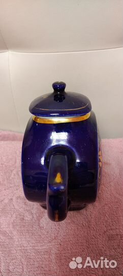 Чайник заварочный фарфоровый. Кобальт. Гжель. СССР