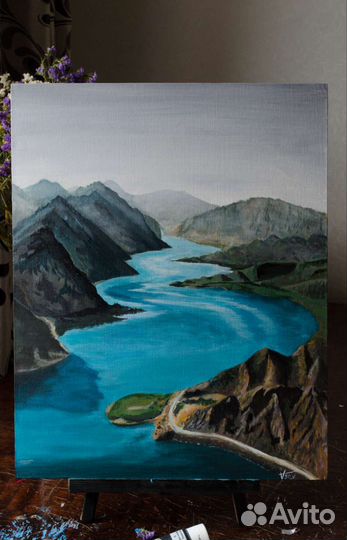 Картина акрилом, холст, 350 см на 40 см